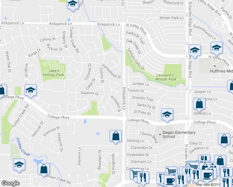 map of restaurants, bars, coffee shops, grocery stores, and more near 1113 Christie Court in Flower Mound
