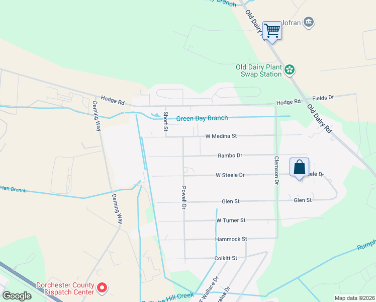 map of restaurants, bars, coffee shops, grocery stores, and more near 246 Powell Drive in Summerville