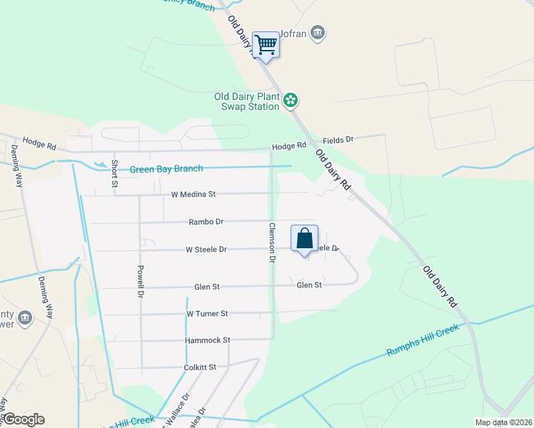 map of restaurants, bars, coffee shops, grocery stores, and more near 120 Rambo Drive in Summerville