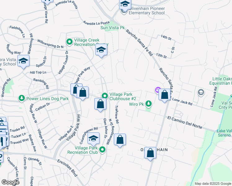 map of restaurants, bars, coffee shops, grocery stores, and more near 2128 Mountain Vista Drive in Encinitas