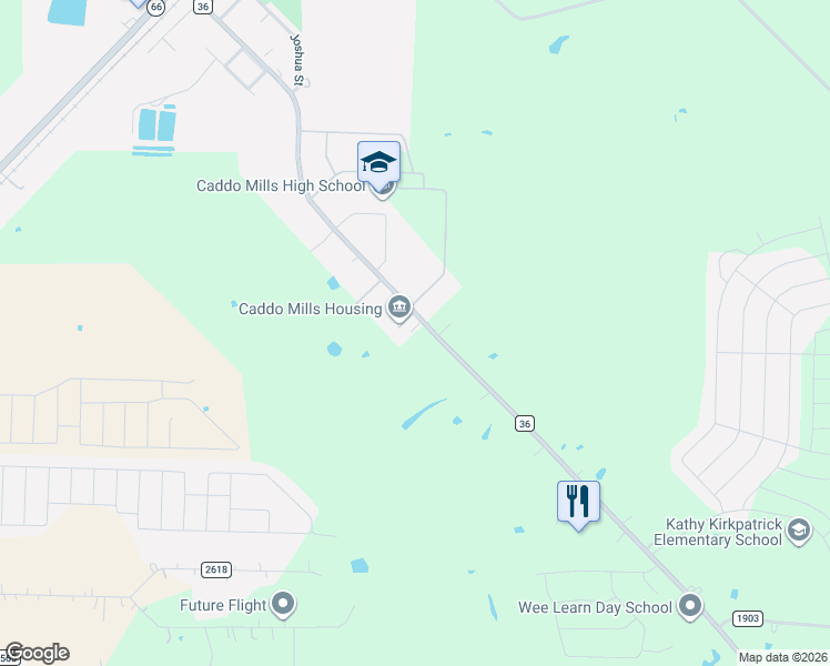 map of restaurants, bars, coffee shops, grocery stores, and more near 1801 Farm to Market 36 in Caddo Mills