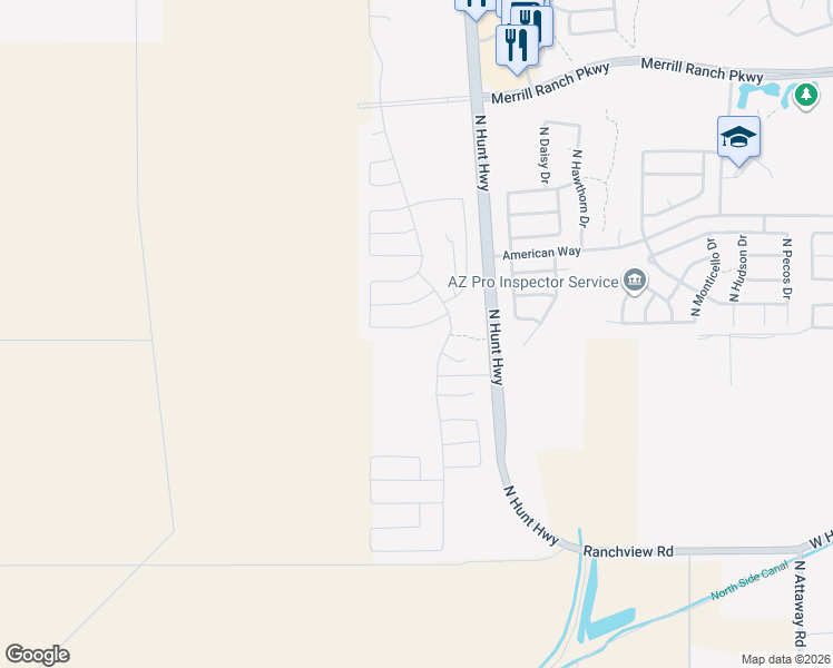 map of restaurants, bars, coffee shops, grocery stores, and more near 8344 West Springfield Way in Florence