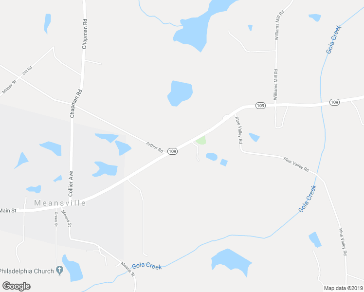 map of restaurants, bars, coffee shops, grocery stores, and more near 15222 Georgia 109 in Meansville