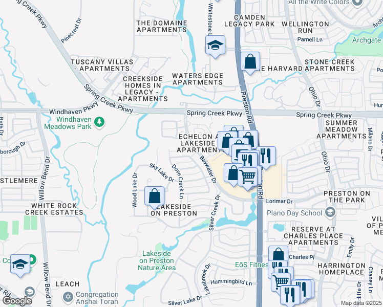 map of restaurants, bars, coffee shops, grocery stores, and more near in Plano