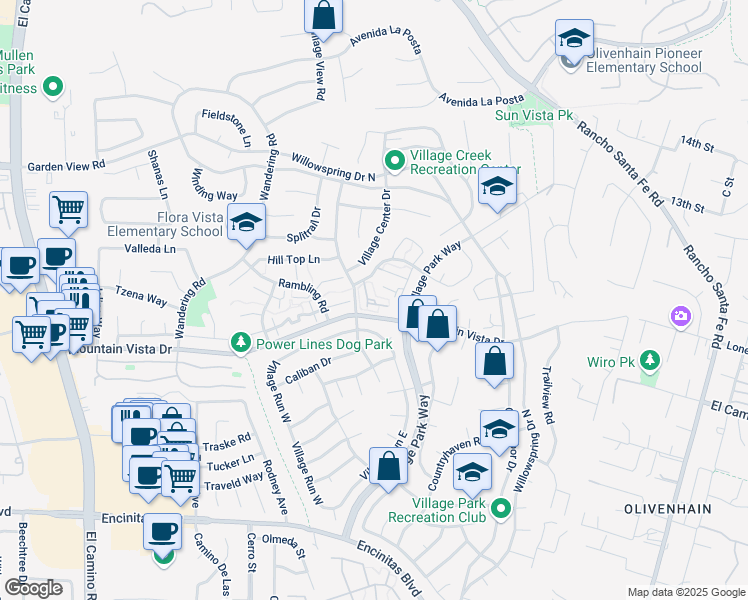 map of restaurants, bars, coffee shops, grocery stores, and more near 1986 Azure Way in Encinitas