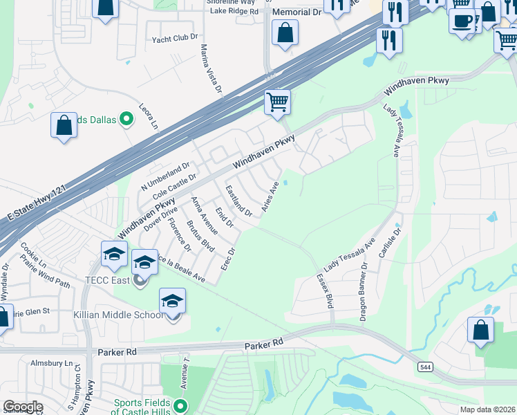 map of restaurants, bars, coffee shops, grocery stores, and more near 429 Chester Drive in The Colony