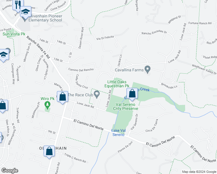 map of restaurants, bars, coffee shops, grocery stores, and more near 2815 Santa Fe Vista Court in Encinitas
