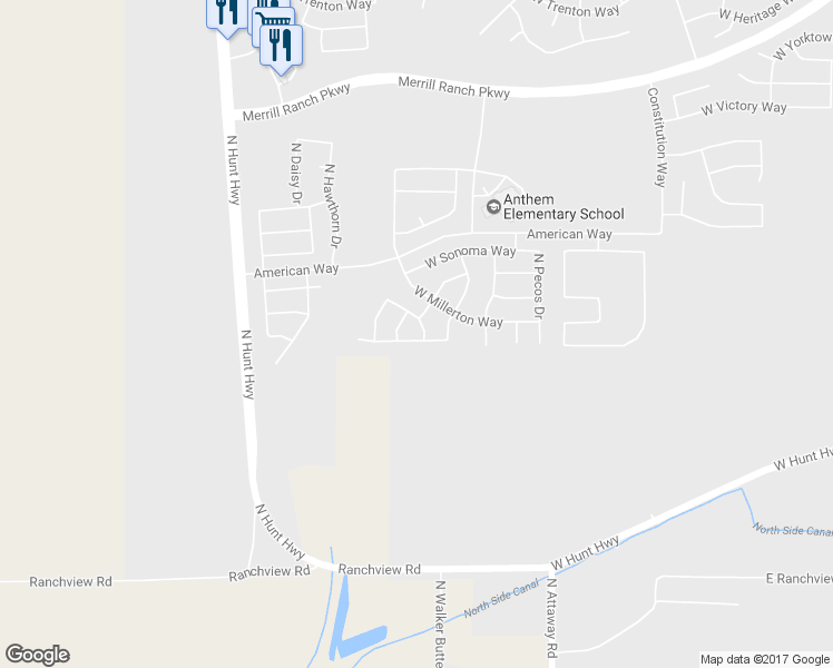 map of restaurants, bars, coffee shops, grocery stores, and more near 7594 West Springfield Way in Florence