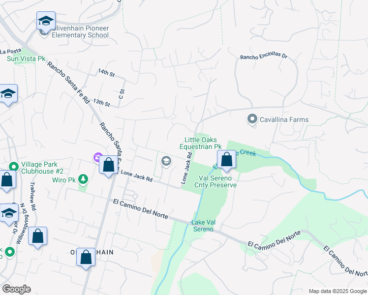 map of restaurants, bars, coffee shops, grocery stores, and more near 2815 Santa Fe Vista Court in Encinitas
