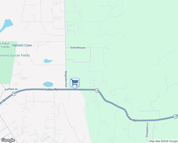 map of restaurants, bars, coffee shops, grocery stores, and more near 203 Rancho Del Ladera Drive in Ramona