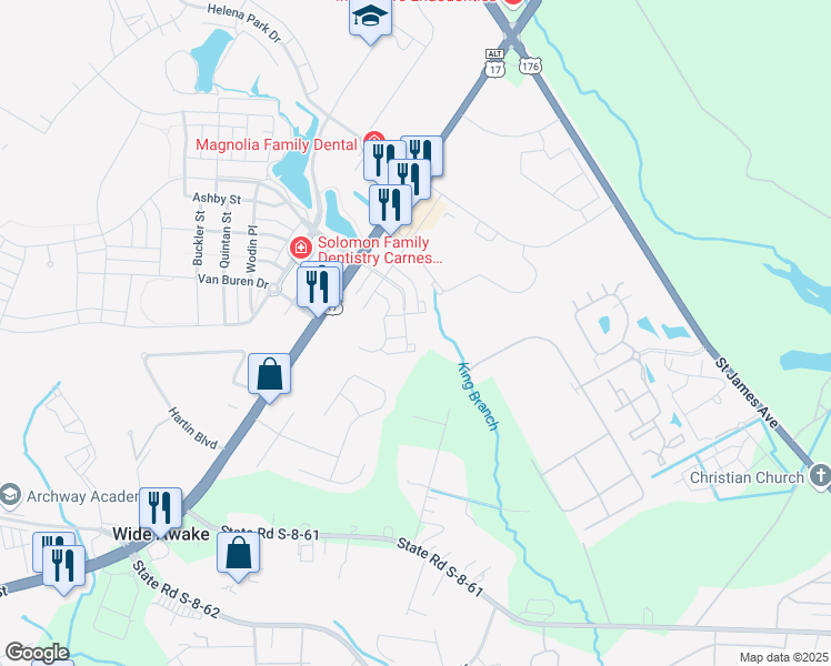 map of restaurants, bars, coffee shops, grocery stores, and more near 11000 Eagle Hall Ln in Summerville
