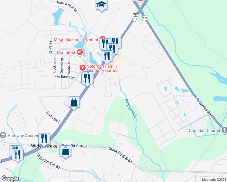 map of restaurants, bars, coffee shops, grocery stores, and more near 11000 Eagle Hall Lane in Summerville