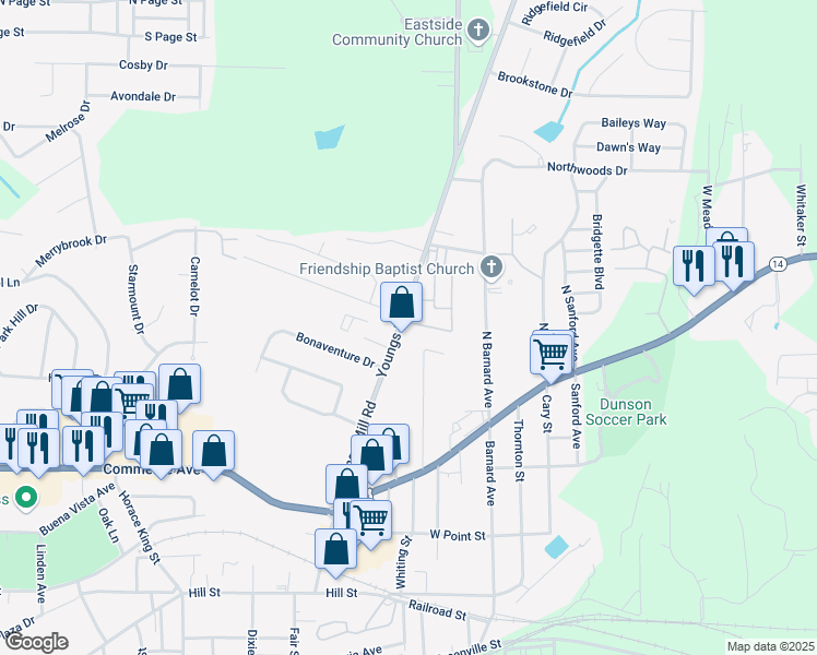 map of restaurants, bars, coffee shops, grocery stores, and more near 102 Clara Jean Court in LaGrange