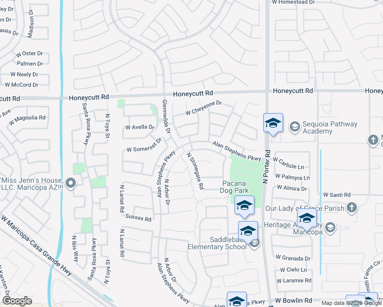 map of restaurants, bars, coffee shops, grocery stores, and more near 42095 West Carlisle Lane in Maricopa