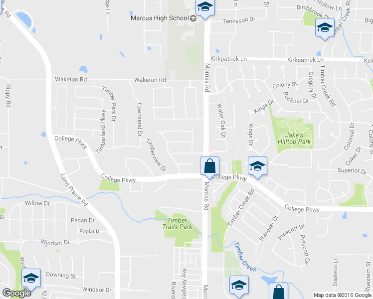 map of restaurants, bars, coffee shops, grocery stores, and more near 2216 Woodview Drive in Flower Mound