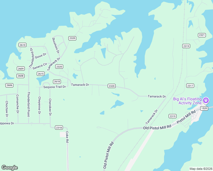 map of restaurants, bars, coffee shops, grocery stores, and more near Tamarack Drive in Camp County