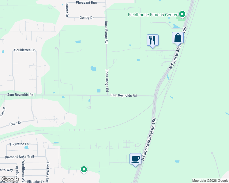 map of restaurants, bars, coffee shops, grocery stores, and more near 10134 Sam Reynolds Road in Justin