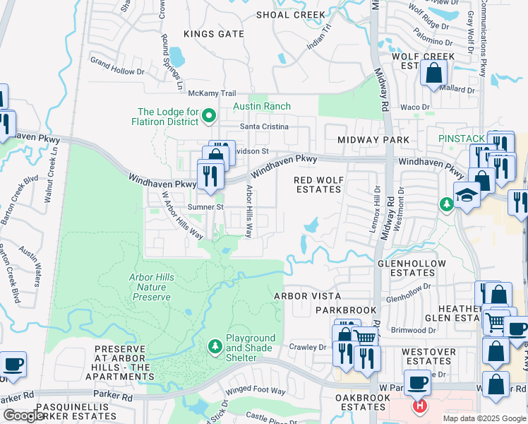 map of restaurants, bars, coffee shops, grocery stores, and more near 6750 Sumner Street in The Colony