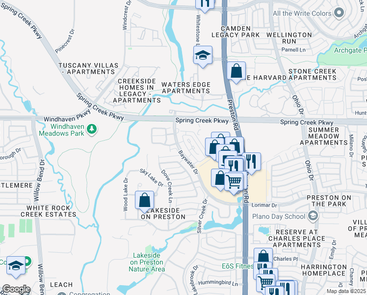 map of restaurants, bars, coffee shops, grocery stores, and more near in Plano