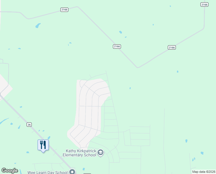 map of restaurants, bars, coffee shops, grocery stores, and more near County Road 2166 in Caddo Mills