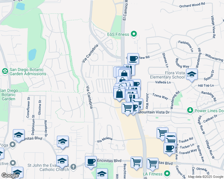 map of restaurants, bars, coffee shops, grocery stores, and more near 350 North El Camino Real in Encinitas