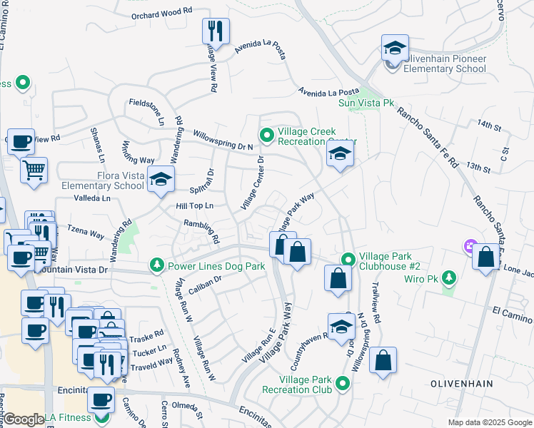 map of restaurants, bars, coffee shops, grocery stores, and more near 1957 Country Grove Lane in Encinitas