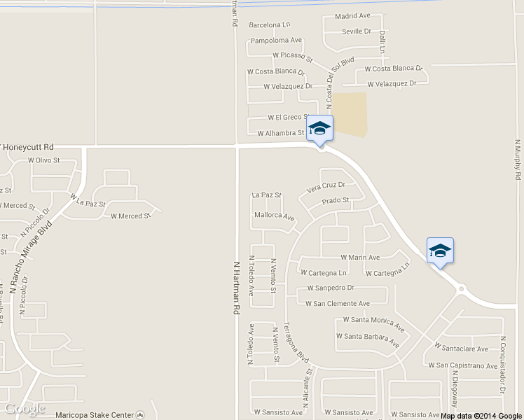 map of restaurants, bars, coffee shops, grocery stores, and more near 19284 North Ibiza Lane in Maricopa