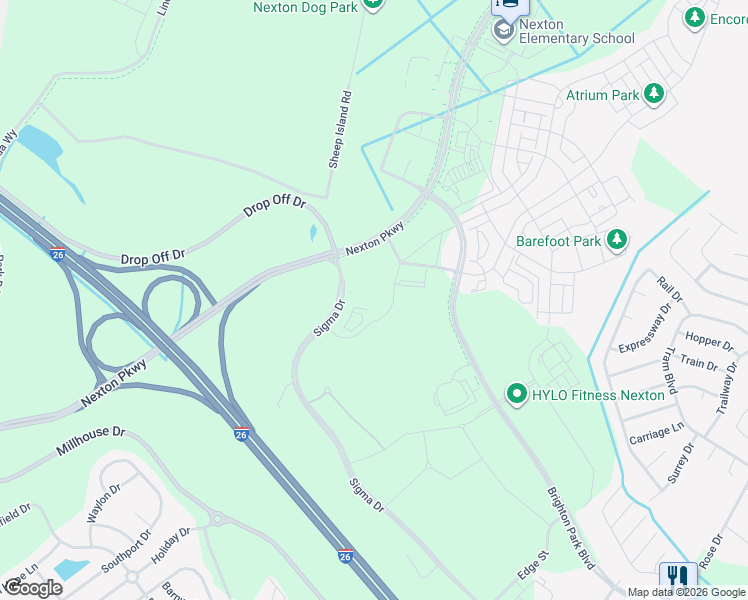 map of restaurants, bars, coffee shops, grocery stores, and more near Nexton Parkway in Summerville