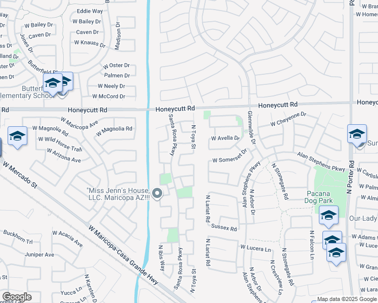 map of restaurants, bars, coffee shops, grocery stores, and more near 42778 West Arizona Avenue in Maricopa