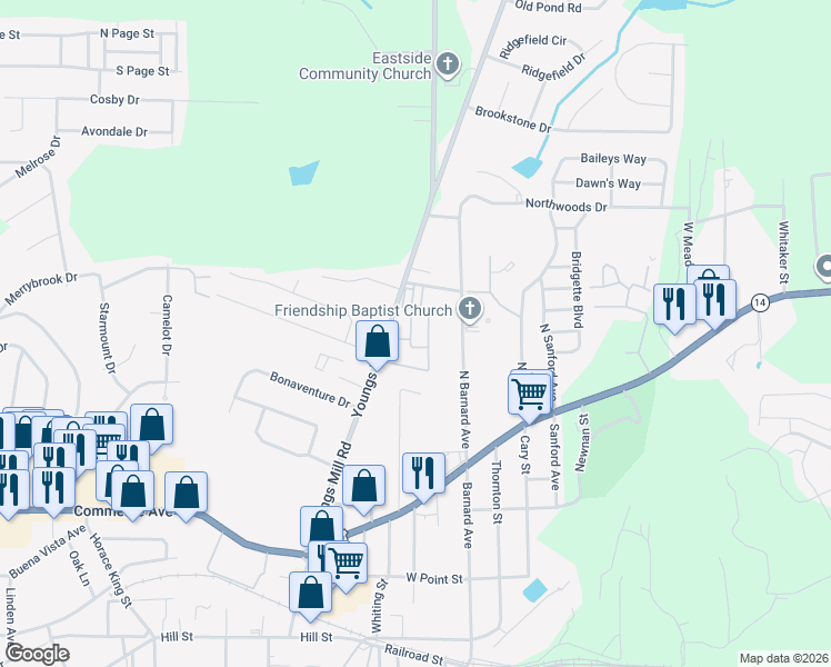 map of restaurants, bars, coffee shops, grocery stores, and more near 300 Lenox Circle in LaGrange