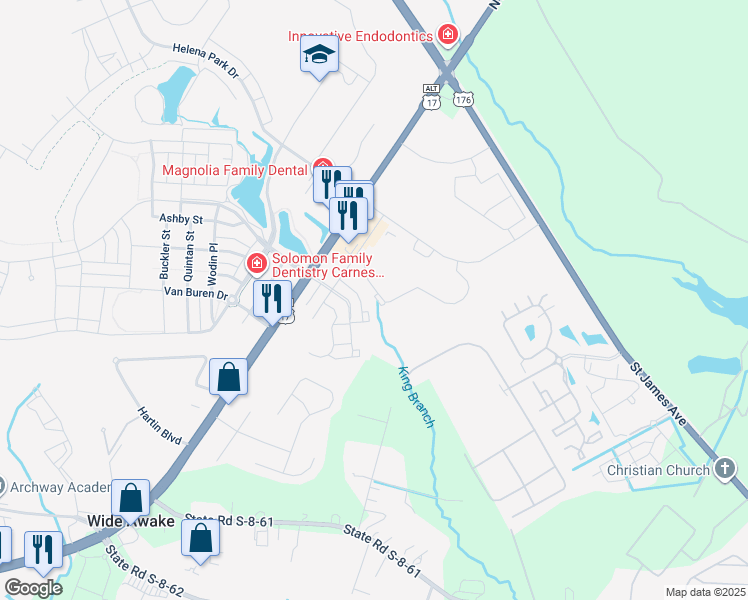 map of restaurants, bars, coffee shops, grocery stores, and more near 622 Underwood Lane in Summerville