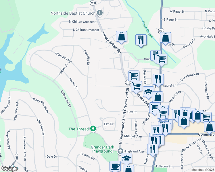 map of restaurants, bars, coffee shops, grocery stores, and more near 150 Turner Street in LaGrange