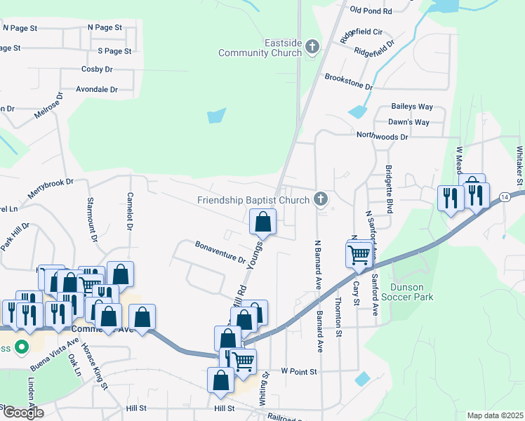 map of restaurants, bars, coffee shops, grocery stores, and more near 275 Youngs Mill Road in LaGrange