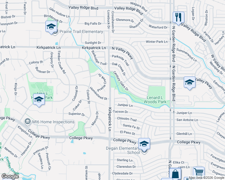 map of restaurants, bars, coffee shops, grocery stores, and more near 938 Reno Street in Lewisville