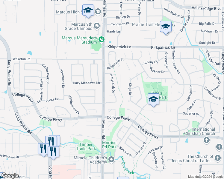 map of restaurants, bars, coffee shops, grocery stores, and more near 2101 Welch Court in Flower Mound