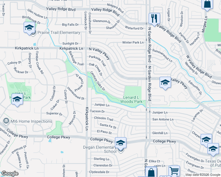 map of restaurants, bars, coffee shops, grocery stores, and more near 1554 Oak Creek Dr in Lewisville