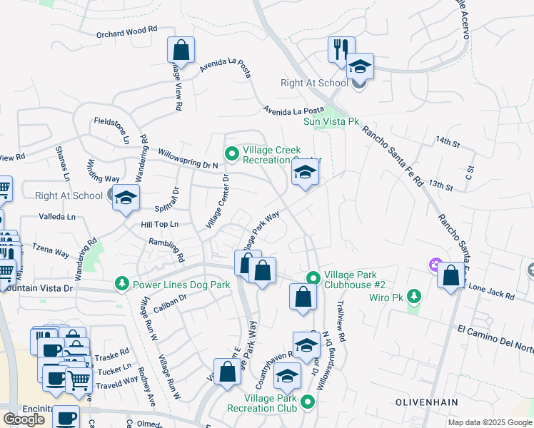 map of restaurants, bars, coffee shops, grocery stores, and more near 2009 Woodmoss Court in Encinitas