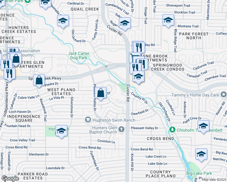 map of restaurants, bars, coffee shops, grocery stores, and more near 2120 Argyle Drive in Plano