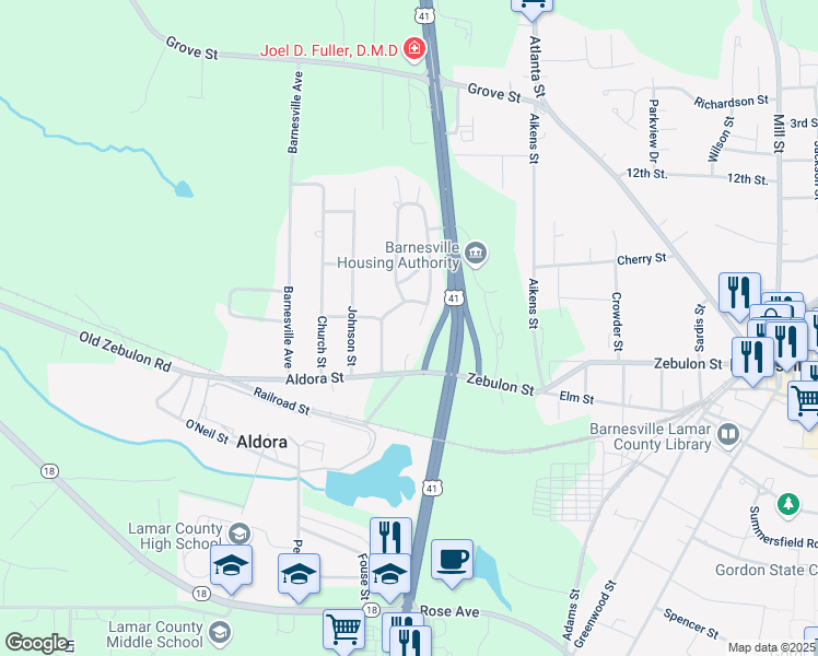 map of restaurants, bars, coffee shops, grocery stores, and more near 407 Westchester Drive in Barnesville