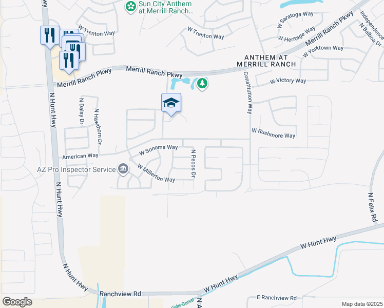 map of restaurants, bars, coffee shops, grocery stores, and more near 7203 West Pleasant Oak Way in Florence