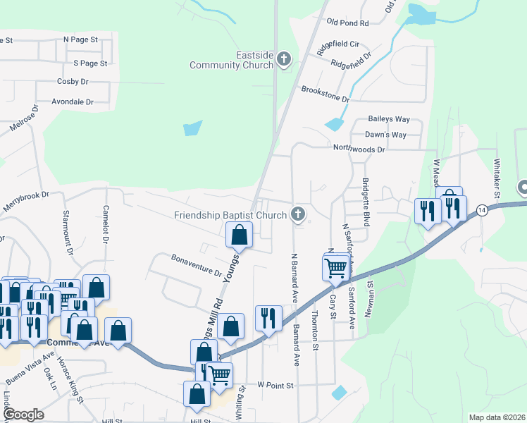 map of restaurants, bars, coffee shops, grocery stores, and more near 300 Lenox Circle in LaGrange