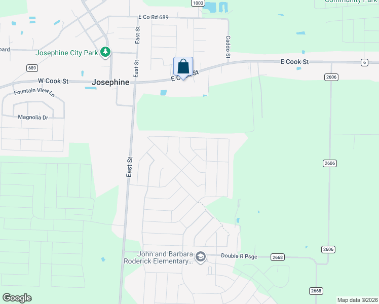 map of restaurants, bars, coffee shops, grocery stores, and more near 717 Windmill Street in Royse City