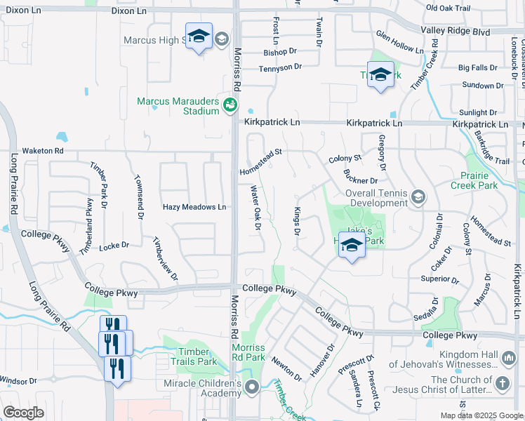 map of restaurants, bars, coffee shops, grocery stores, and more near 2101 Welch Court in Flower Mound