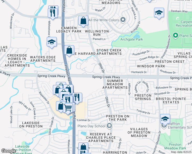 map of restaurants, bars, coffee shops, grocery stores, and more near 6101 Ohio Drive in Plano