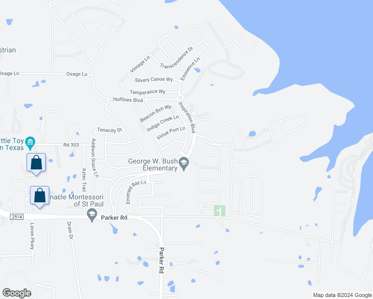 map of restaurants, bars, coffee shops, grocery stores, and more near 1646 Journey Forth Trail in Wylie