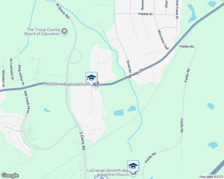 map of restaurants, bars, coffee shops, grocery stores, and more near 3310 Hogansville Road in LaGrange