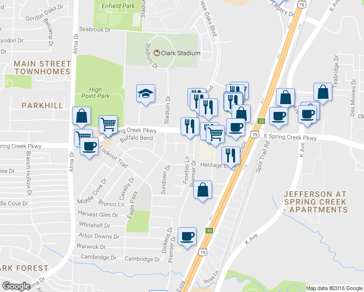 map of restaurants, bars, coffee shops, grocery stores, and more near 6020 Pinto Court in Plano