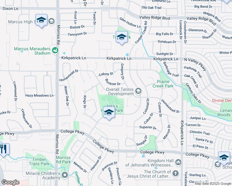 map of restaurants, bars, coffee shops, grocery stores, and more near 1616 Homestead Street in Flower Mound