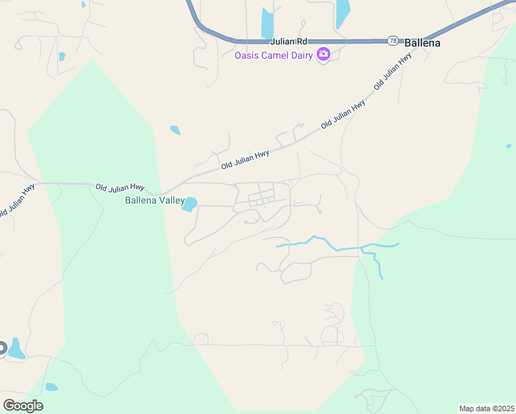 map of restaurants, bars, coffee shops, grocery stores, and more near 26353 Old Julian Highway in Ramona