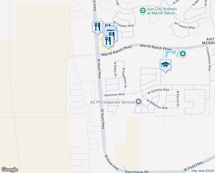 map of restaurants, bars, coffee shops, grocery stores, and more near 8095 West Rushmore Way in Florence